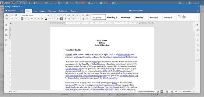 CV Editor Inline