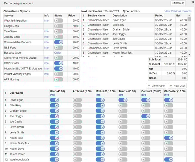 Admin billing and account management