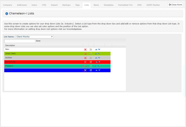 Admin Lists